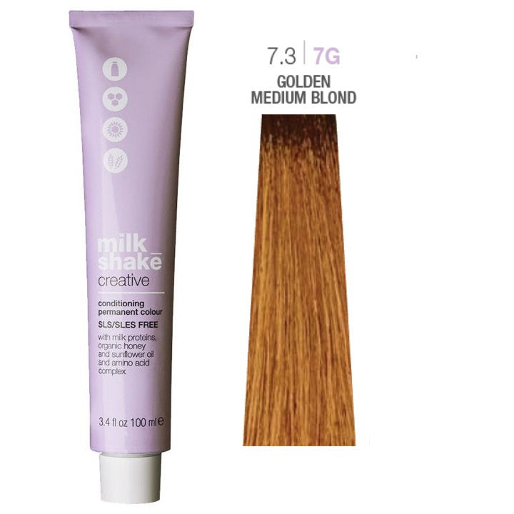 Milk Shake, Creative, SLS/SLES-Free, Permanent Hair Dye, 7.37G Golden Medium Blond, 100 ml