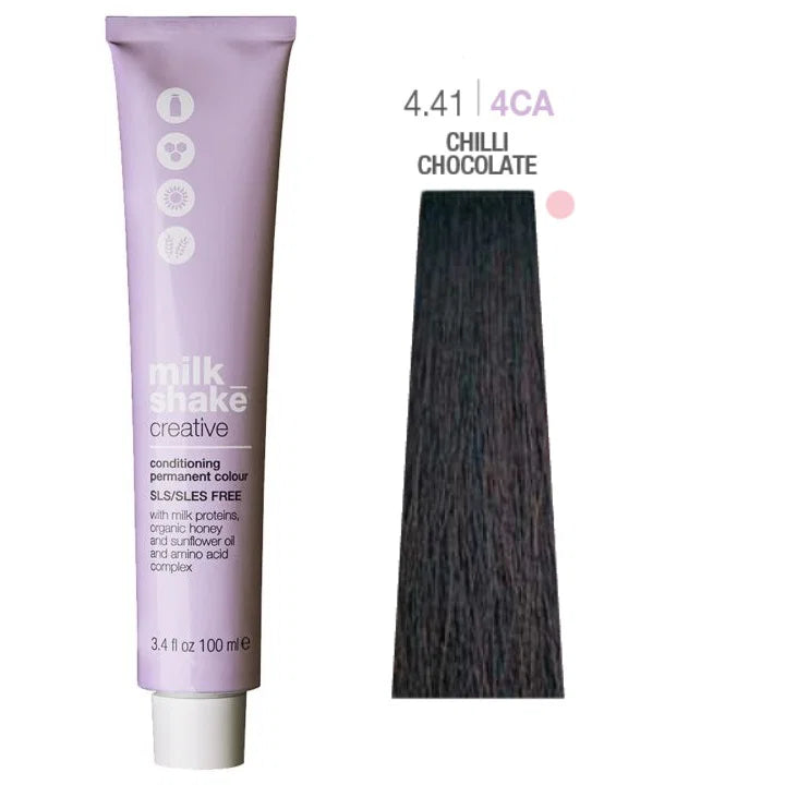 Milk Shake, Creative, SLS/SLES-Free, Permanent Hair Dye, 4.414CA Chili Chocolate, 100 ml