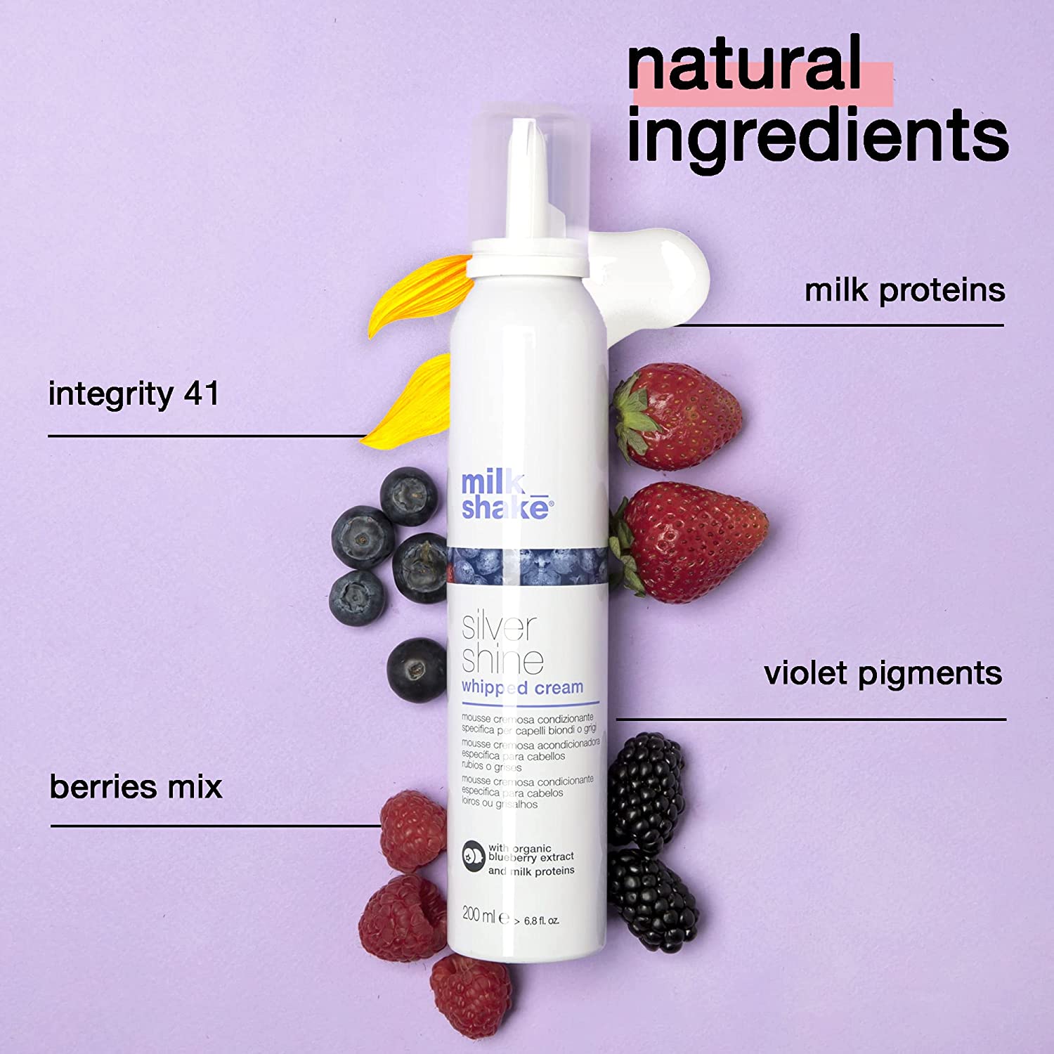 Milk Shake, Silver Shine Whipped Cream, Hair Leave-In Foam Conditioner, 200 ml