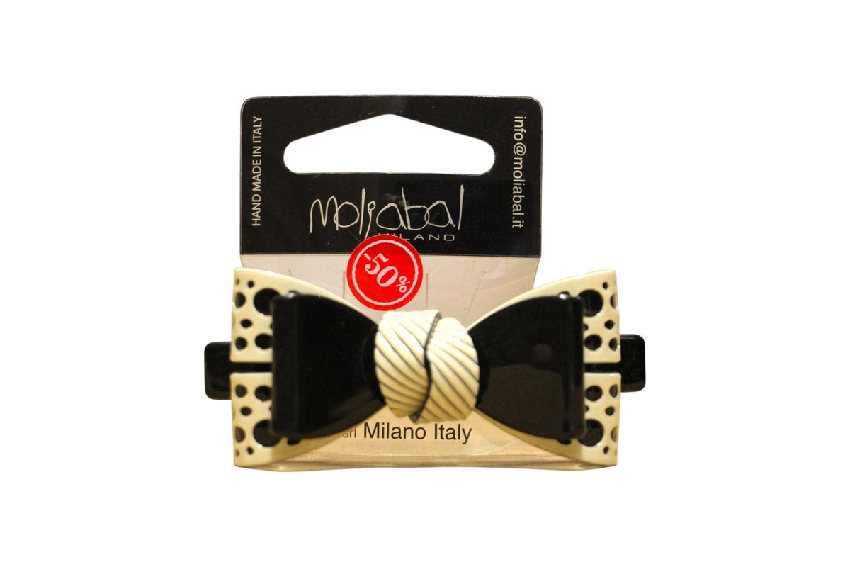Moliabal Hair Clip 345 - Black Ivory Bow
