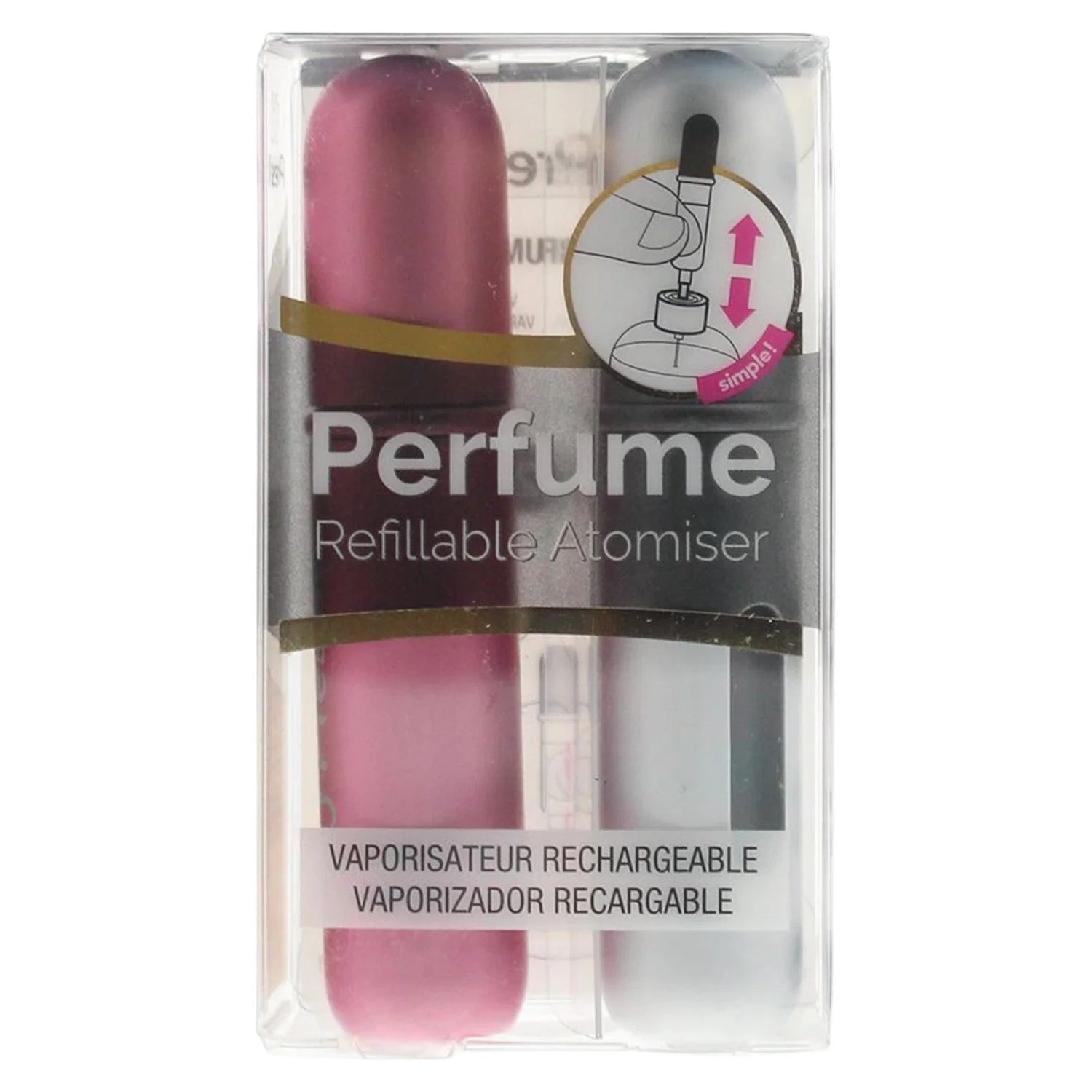 Set Duo, Pressit, Pink & Silver, Refillable Atomizer Case, 2 pcs