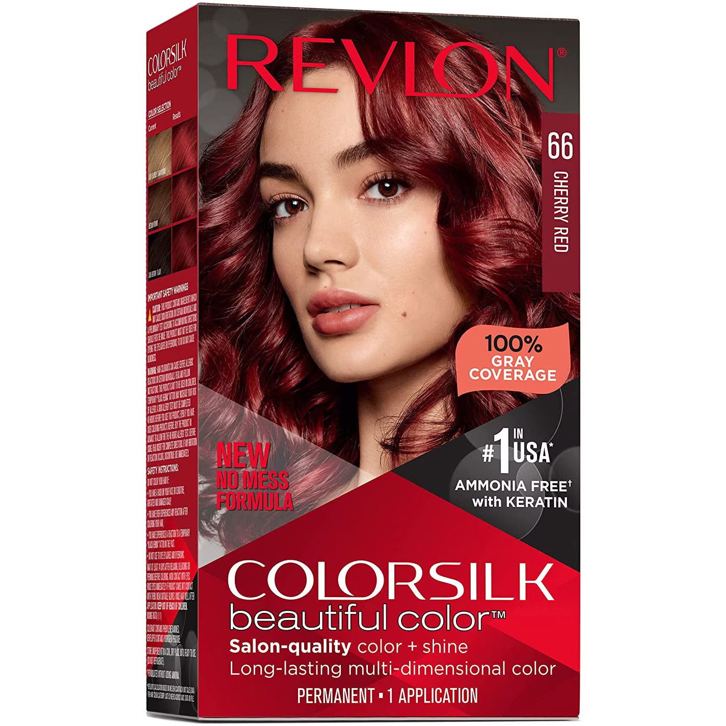 Revlon, Colorsilk, Permanent Hair Dye, 66 Cherry Red, 130 ml