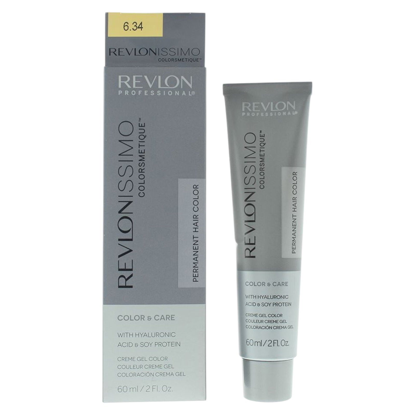 Revlon, Revlonissimo Colorsmetique, Hyaluronic Acid, Permanent Hair Dye, 6.34 Dark Coppery Gold Blonde, 60 ml