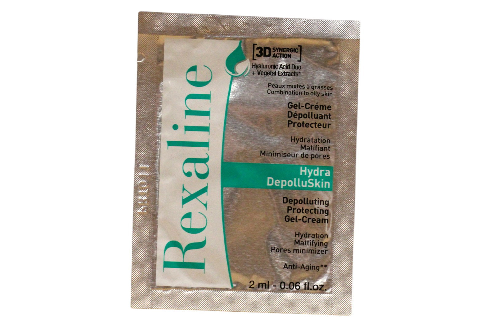 Rexaline, 3D Hydra-Depolluskin, Hyaluronic Acid, Anti-Pollution, Gel Cream, For Face, 2 ml *Sample