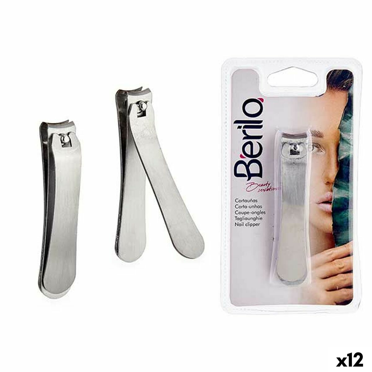 Nail clipper Berilo Silver Metal (12 Units) product packaging