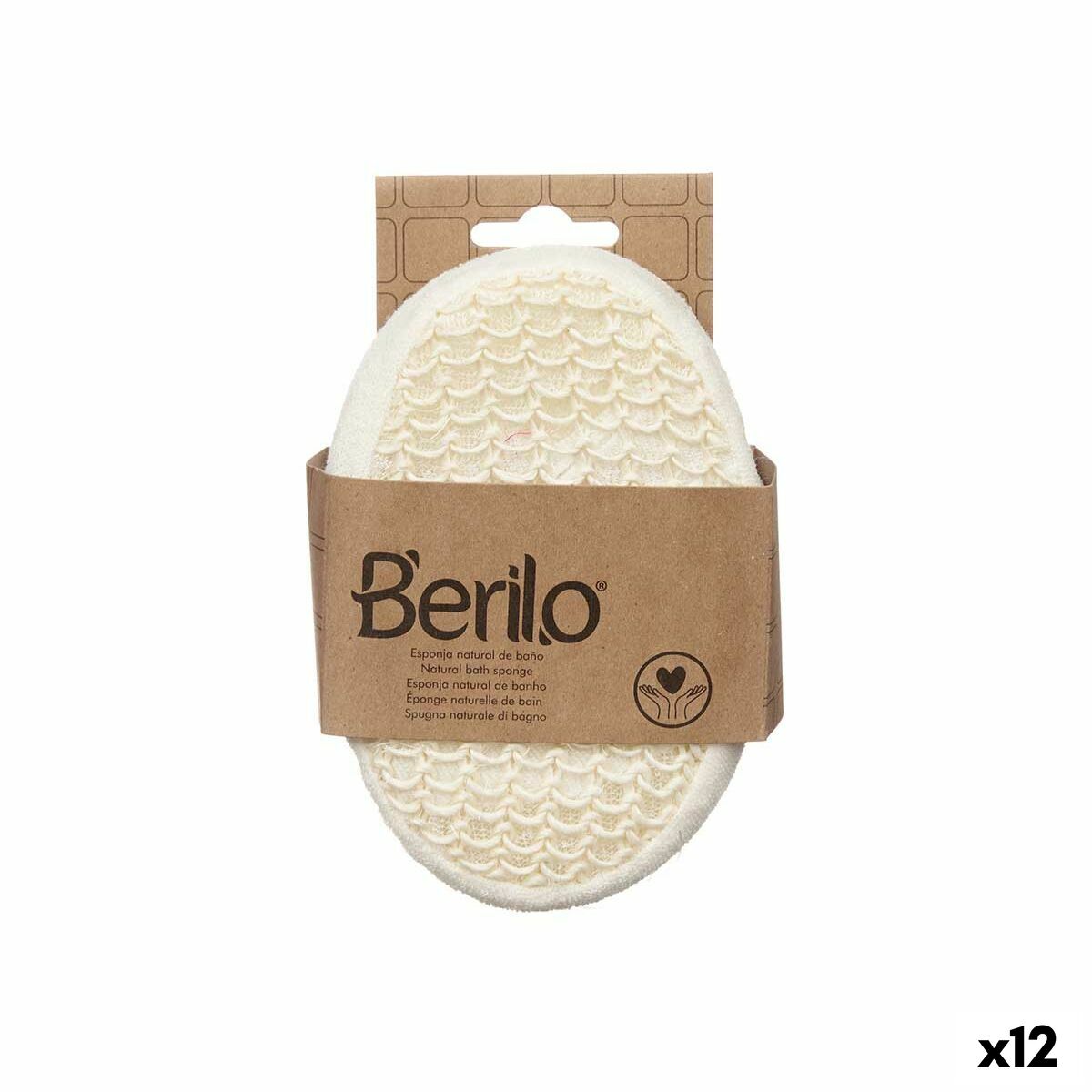 Body Sponge Berilo White Beige 11 x 15 x 5 cm (12 Units) product packaging