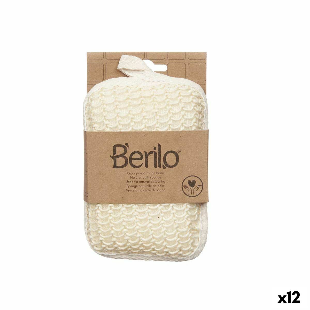 Body Sponge Berilo White Beige 11 x 16,5 x 3 cm (12 Units) product packaging
