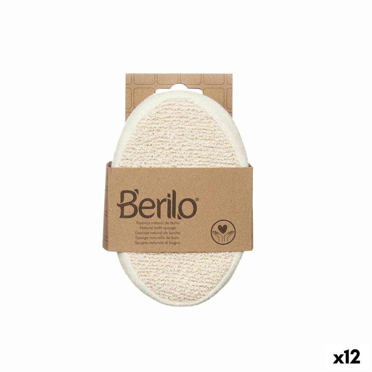 Body Sponge Berilo White Beige 15 x 5 x 10 cm (12 Units) product packaging