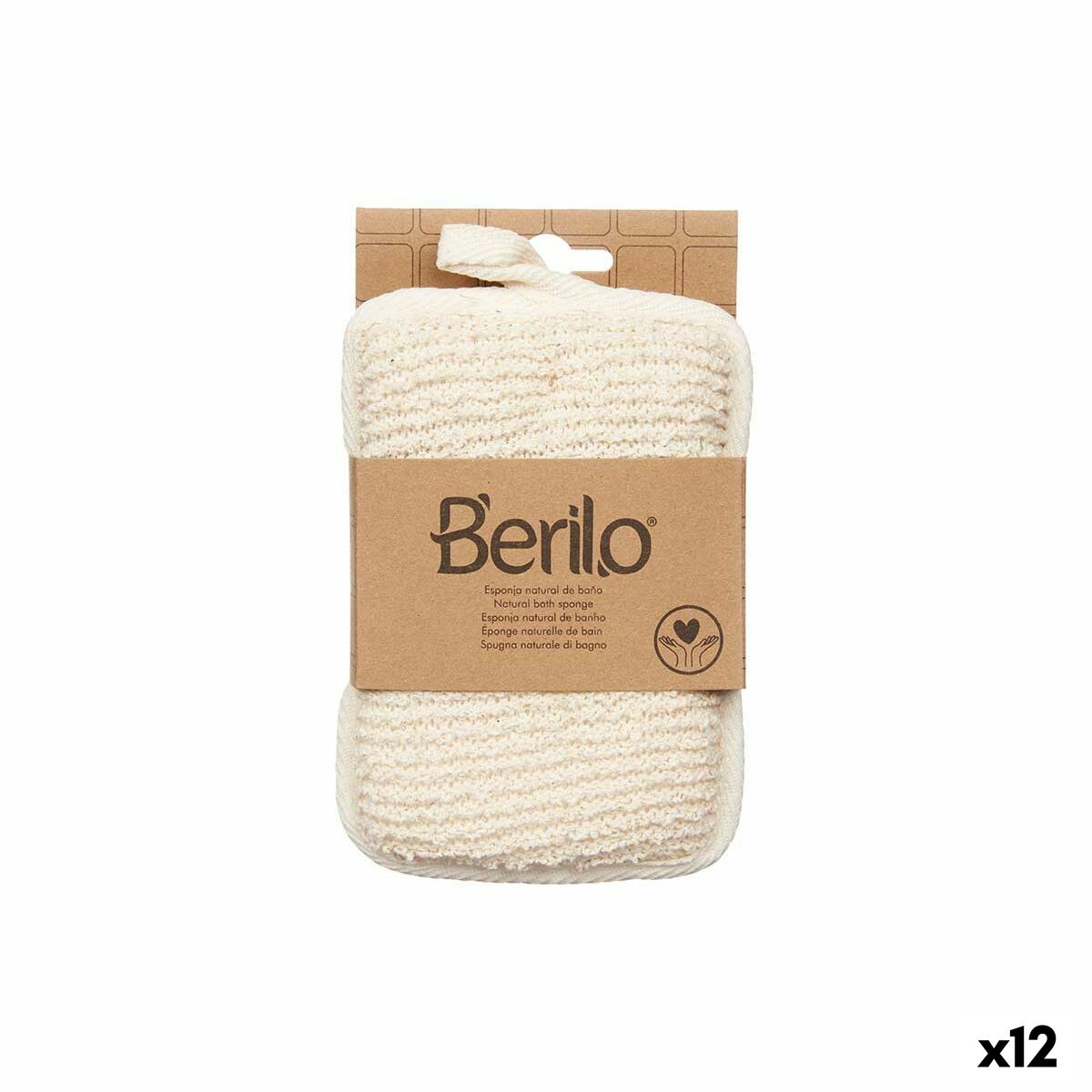 Body Sponge Berilo White Beige 11 x 16,5 x 2 cm (12 Units) product packaging