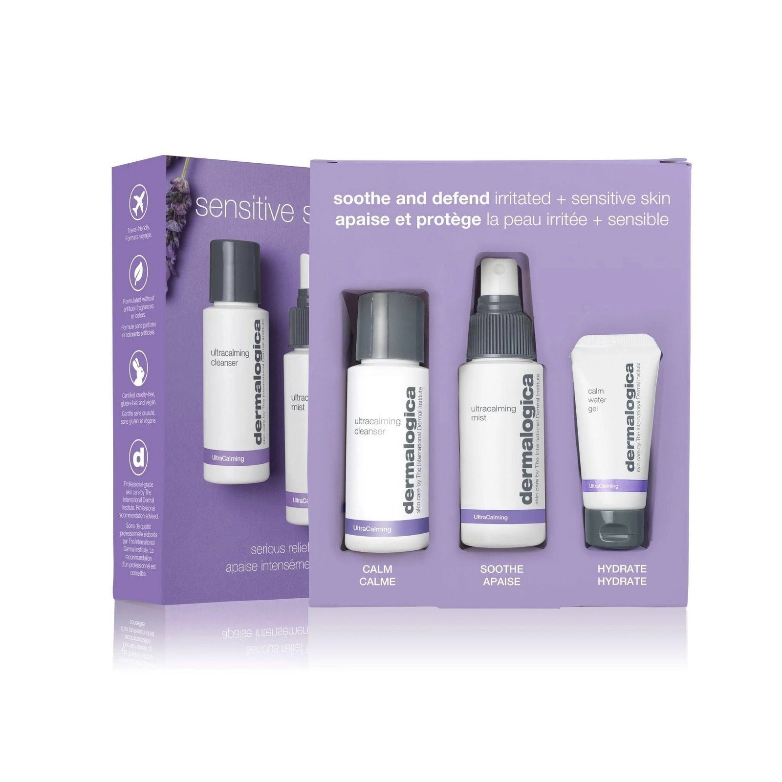 Sensitive Skin Rescue Kit Set Dermalogica: UltraCalming, Cleansing Gel, For Face, 50 ml + UltraCalming, Calming, Mist Lotion, For Face, 50 ml + UltraCalming, Glycerin, Hydrating, Day & Night, Gel, For Face, 15 ml