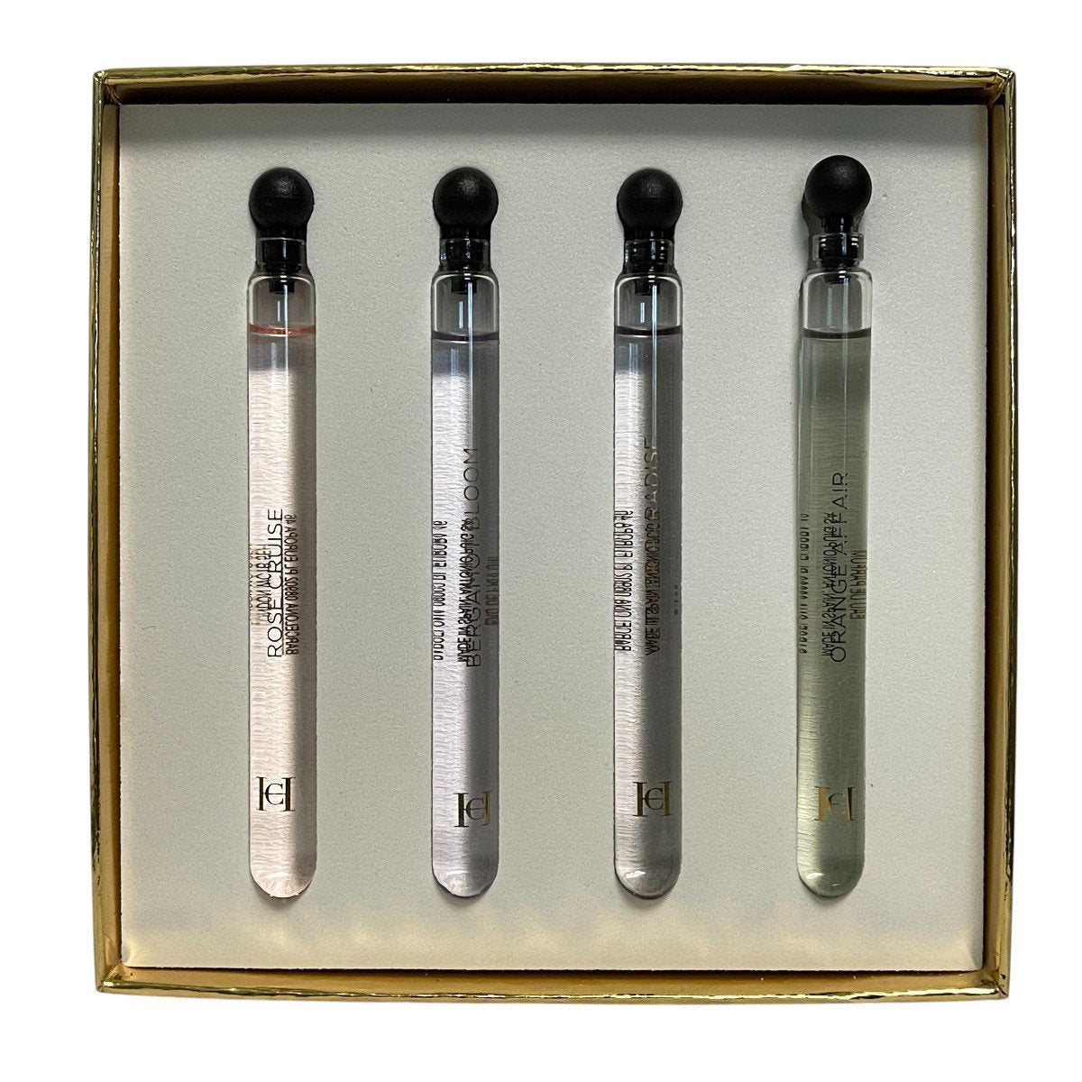 Set Carolina Herrera: Orange Affair, Eau De Parfum, For Women, 4 ml + Bergamot Bloom, Eau De Parfum, For Women, 4 ml + Vetiver Paradise, Eau De Parfum, For Women, 4 ml + Rose Cruise, Eau De Parfum, For Women, 4 ml