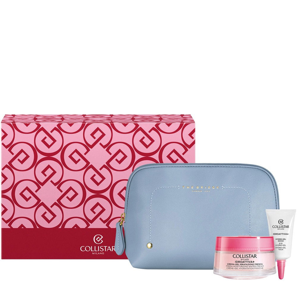 Set Collistar: Idro-Attiva+, Freshness, Gel Cream, Face, 50 ml + Idro-Attiva+, Hydrating, Day, Eye Gel, 15 ml + The Bridge, GWP Textile Pouch, Blue