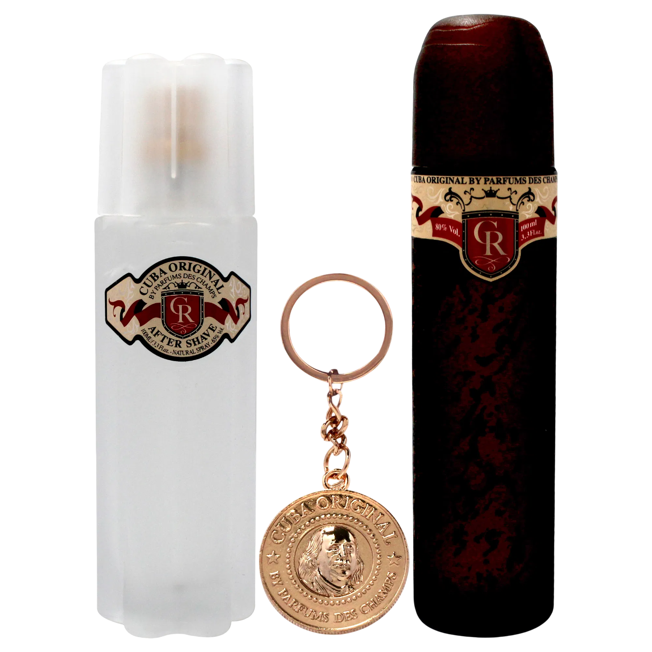 Set Cuba: Royal, Eau De Toilette, For Men, 100 ml + Royal, After-Shave Lotion, 100 ml + Cuba, Metal Keyring, Gold