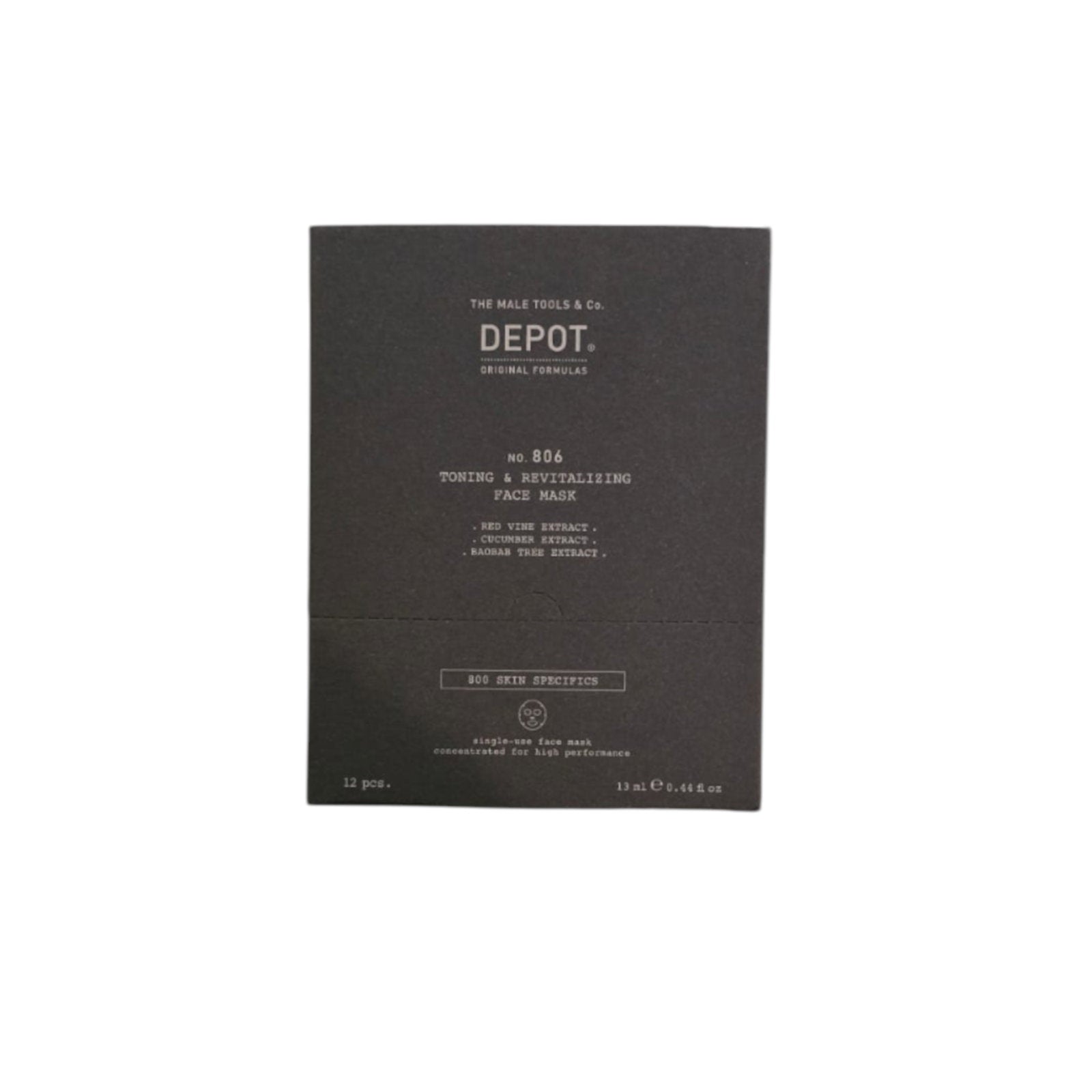Set, Depot, 800 Skin Specifics No. 806, Hyaluronic Acid, Toning & Revitalizing, Sheet Mask, For Face, Day, 12 pcs, 13 ml