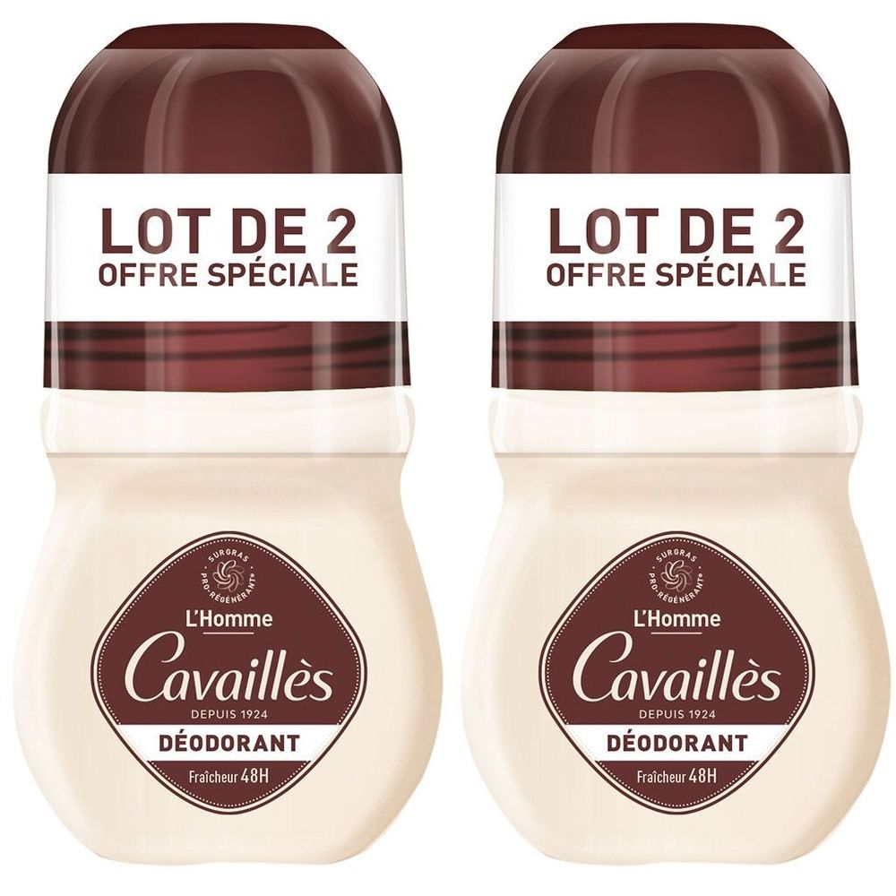 Set Duo, Roge Cavailles, L'Homme, 48h Protection, Deodorant Roll-On, For Men, 2 pcs, 50 ml