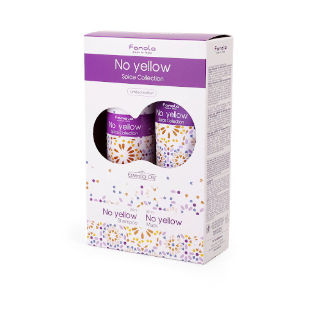 Set Fanola: No Yellow Spice Collection, Hair Treatment Cream Mask, For Neutralisation Of Yellow Tones, 300 ml + No Yellow Spice Collection, Hair Shampoo, For Neutralisation Of Yellow Tones, 350 ml