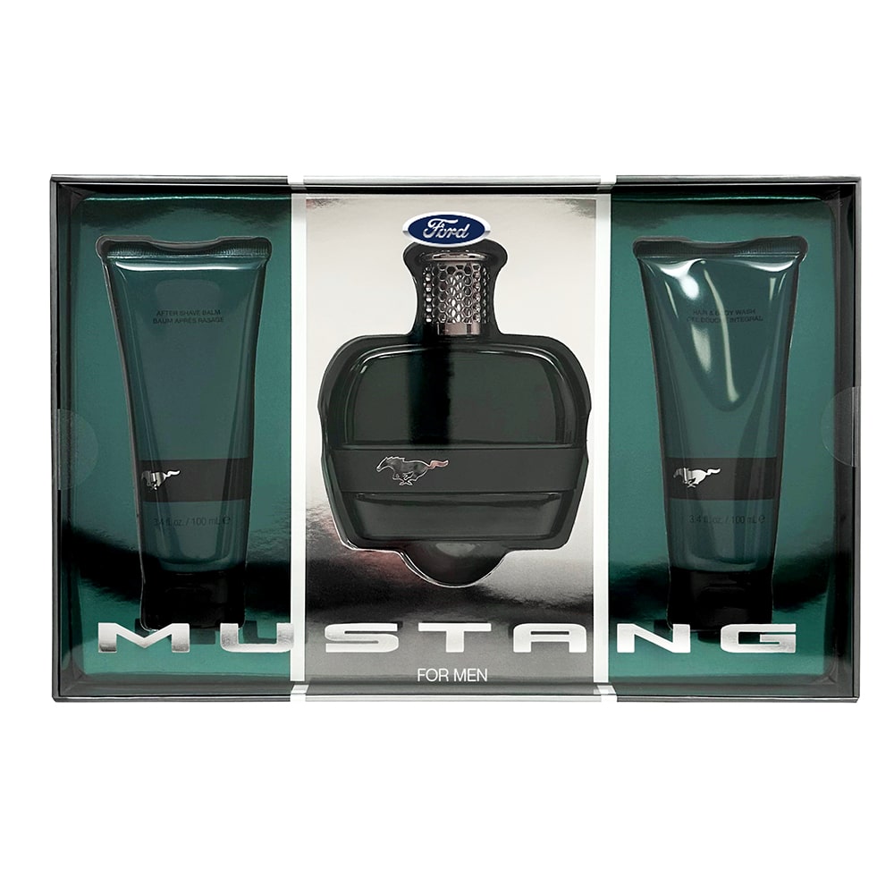 Set Ford: Mustang Green, Eau De Toilette, For Men, 100 ml + Mustang Green, Hydrating, After-Shave Balm, 100 ml + Mustang Green, Hydrating, Shower Gel, All Skin Types, 100 ml