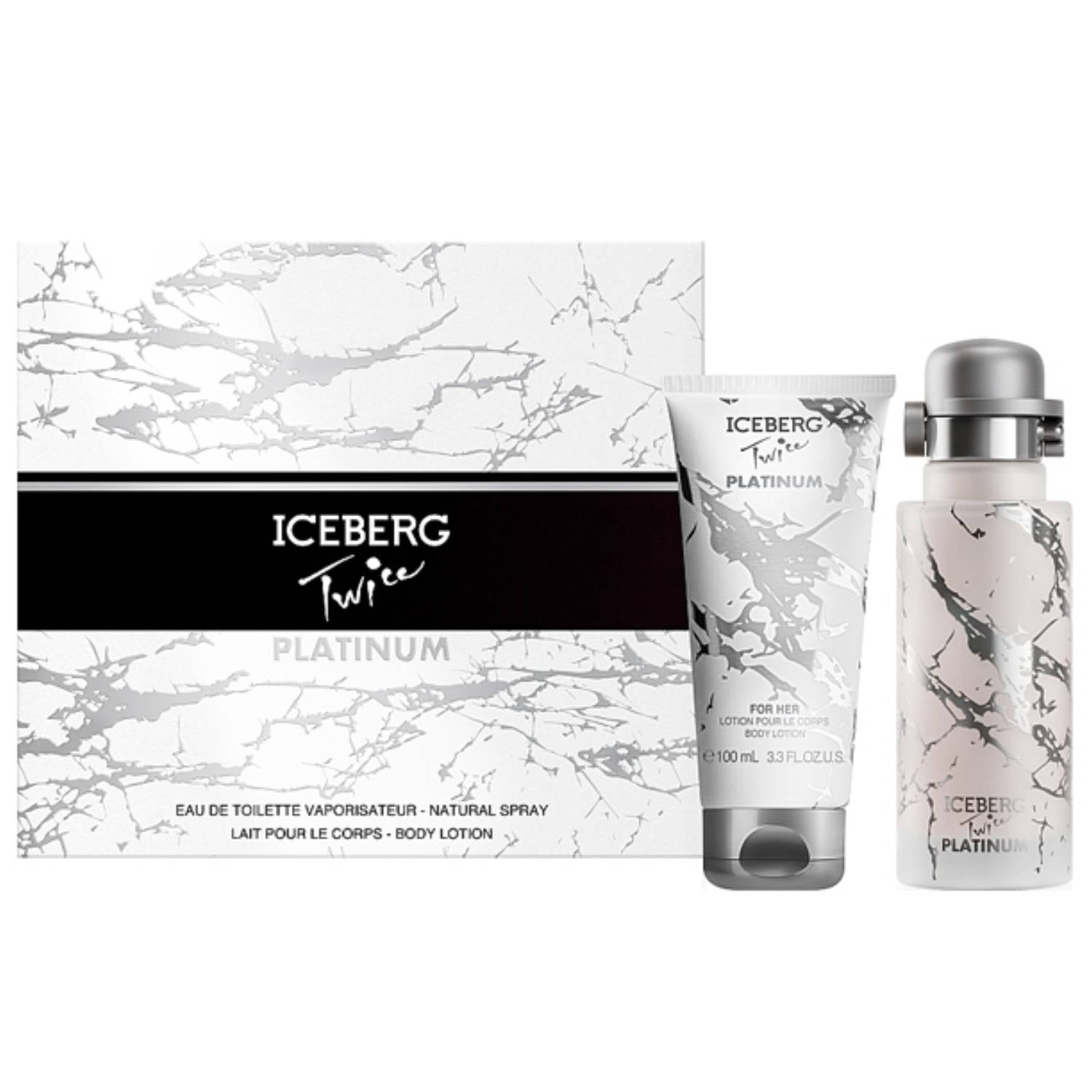 Set Iceberg: Twice Platinum, Eau De Toilette, For Women, 125 ml + Twice Platinum, Hydrating, Body Lotion, 100 ml