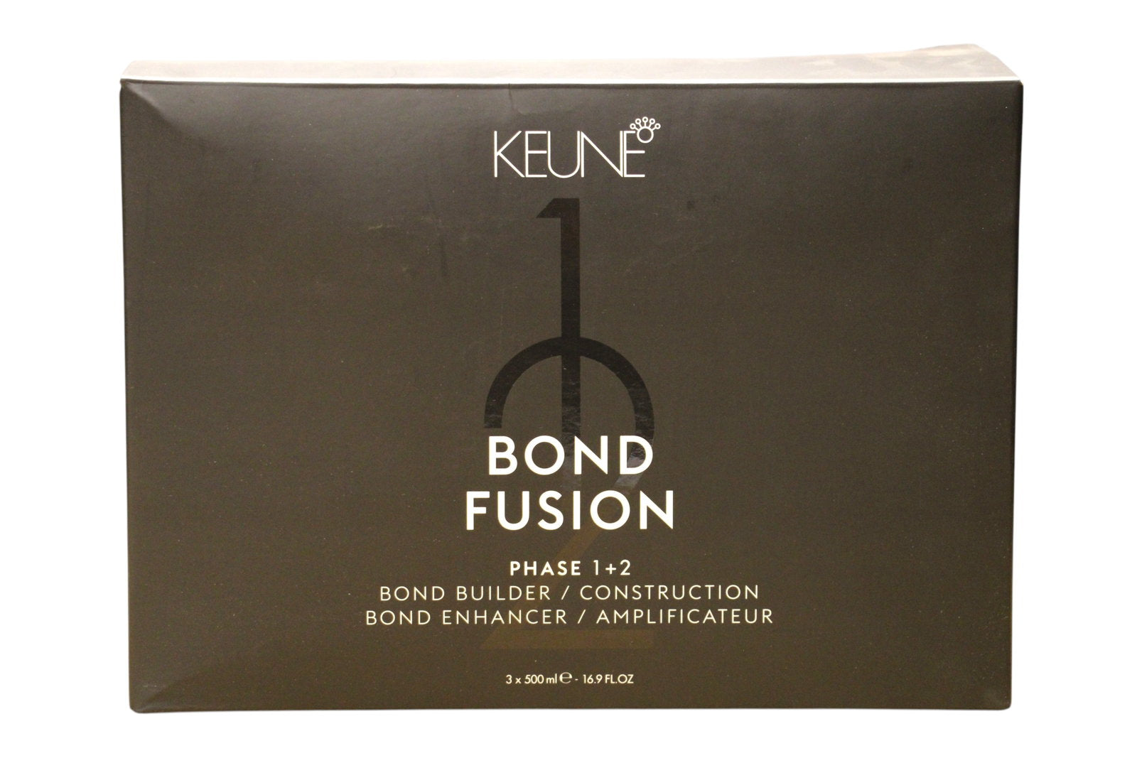 Set Keune: Bond Fusion Phase 1, Hair Treatment Lotion Mask, Bond Repair, 500 ml + Bond Fusion Phase 2, Hair Treatment Lotion Mask, Bond Enhancer, 500 ml + Measuring Plastic Cup