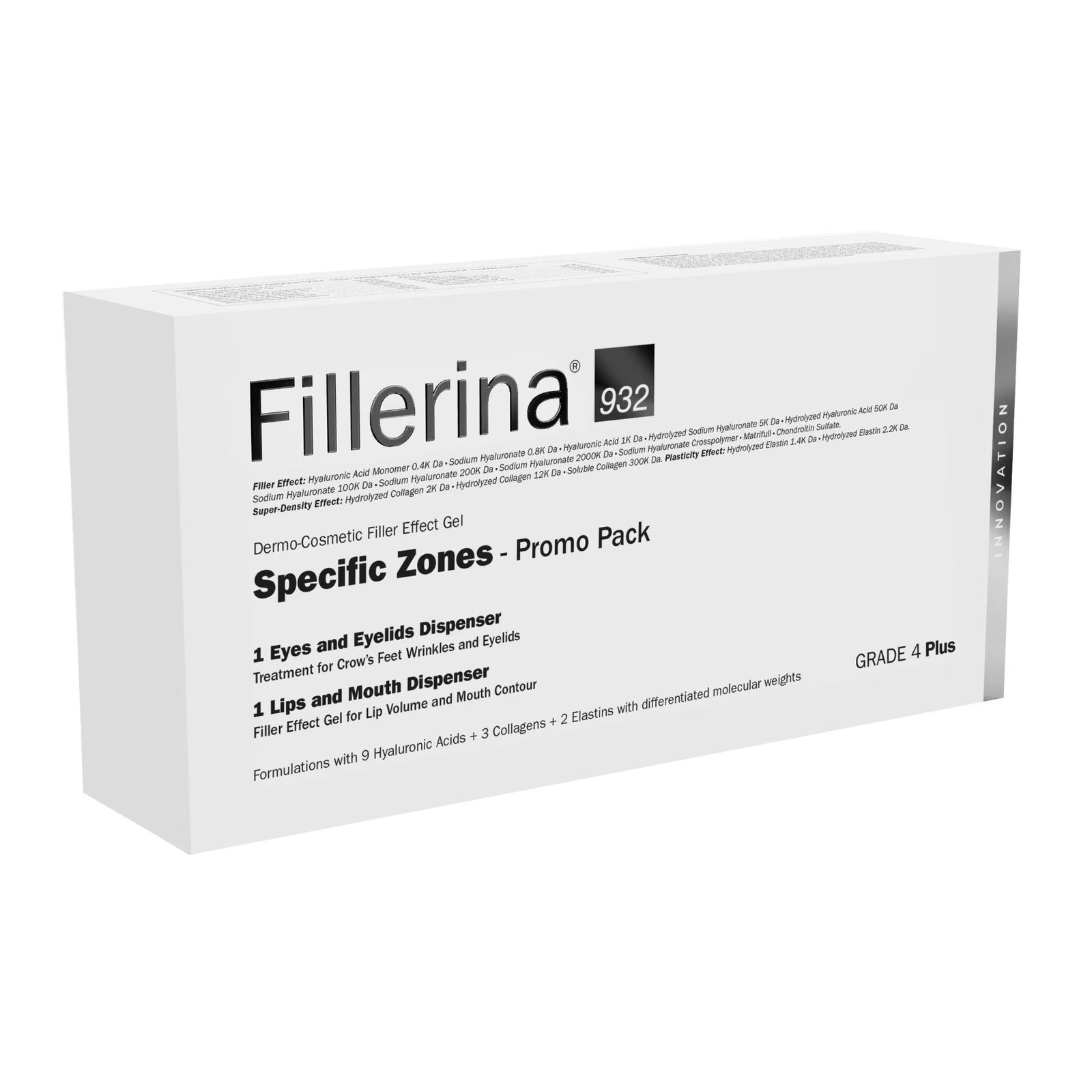 Set Labo Suisse: Fillerina 932 Specific Zones Grade 4 Plus, Hyaluronic Acid, Volumizing, Local Treatment Cream, For Lips, 7 ml + Fillerina 932 Specific Zones Grade 4 Plus, Anti-Wrinkle, Day & Night, Local Treatment Cream, For Eyes & Eyelids, 15 ml