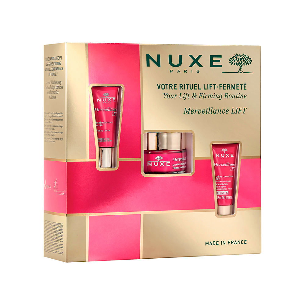 Firmness Routine Set Nuxe: Merveillance Lift Powdery, Vegan, Firming, Day, Cream, For Face, 50 ml + Merveillance Lift, Vegan, Lifting, Eye Cream, 15 ml + Merveillance Lift, Vegan, Lifting, Night, Cream, For Face, 15 ml