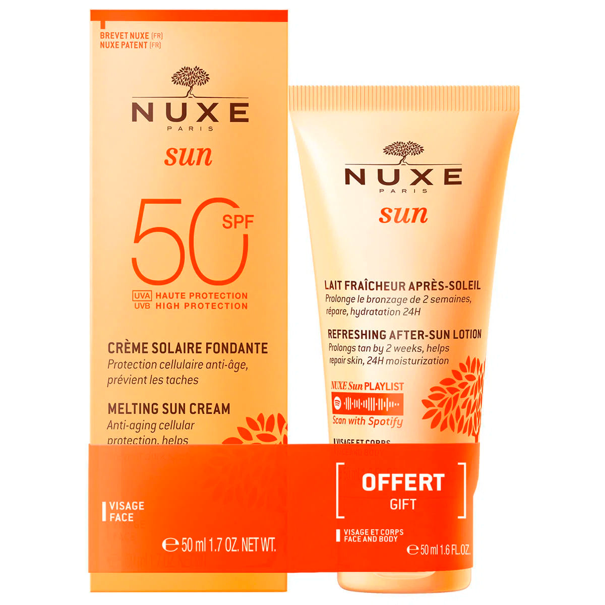 Set Nuxe: Sun, UV Protection, Sunscreen Cream, For Face, SPF 50, 50 ml + Sun, Sun Protection, After-Sun Lotion, 50 ml