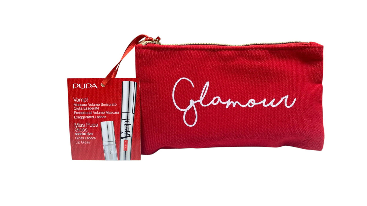 Set Pupa: Vamp! Definition, Paraben-Free, Waterproof, Lash Defining, Mascara, 001, Extra Black, 9 ml + Pupa, Lip Gloss, 1.5 ml *Miniature