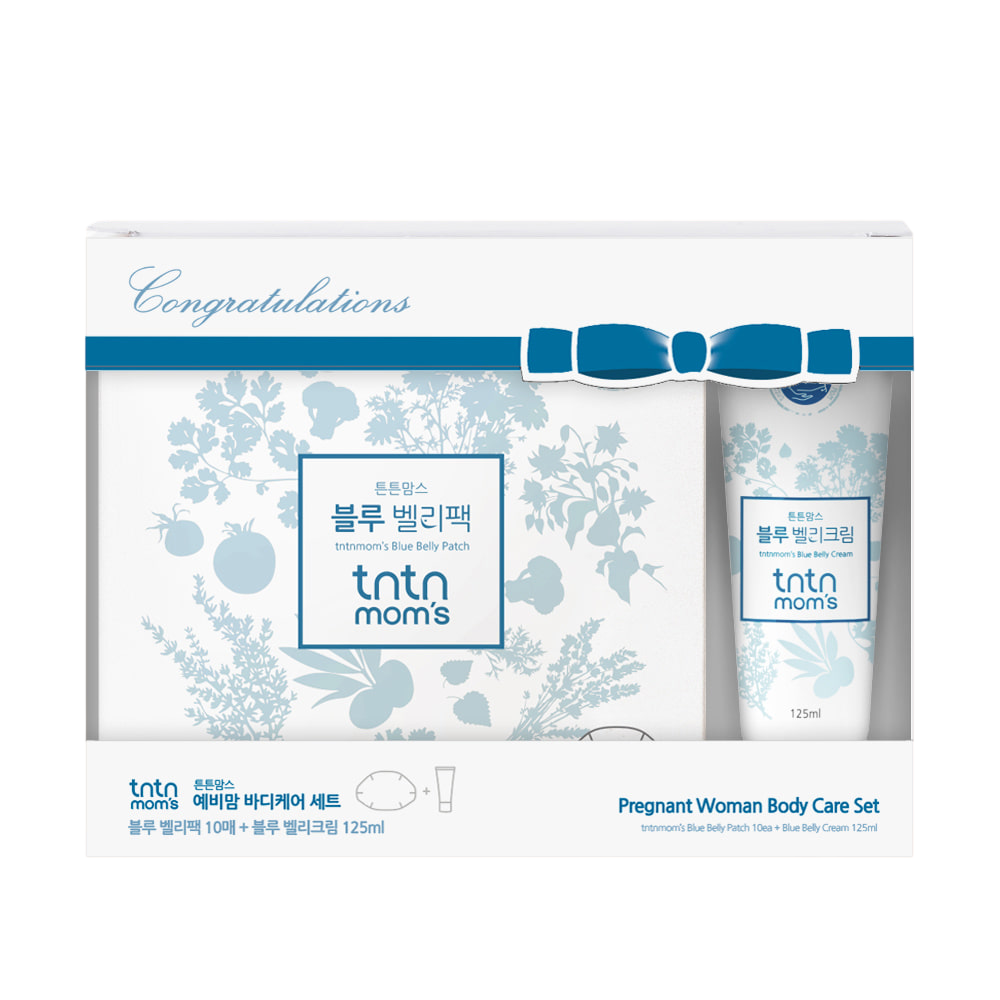 Set Tntn Mom's: Blue Belly, Anti-Stretch Marks, Body Cream, Belly, 125 ml + Set, Blue Belly, Anti-Stretch Marks, Local Treatment Patch, Belly, 10 pcs