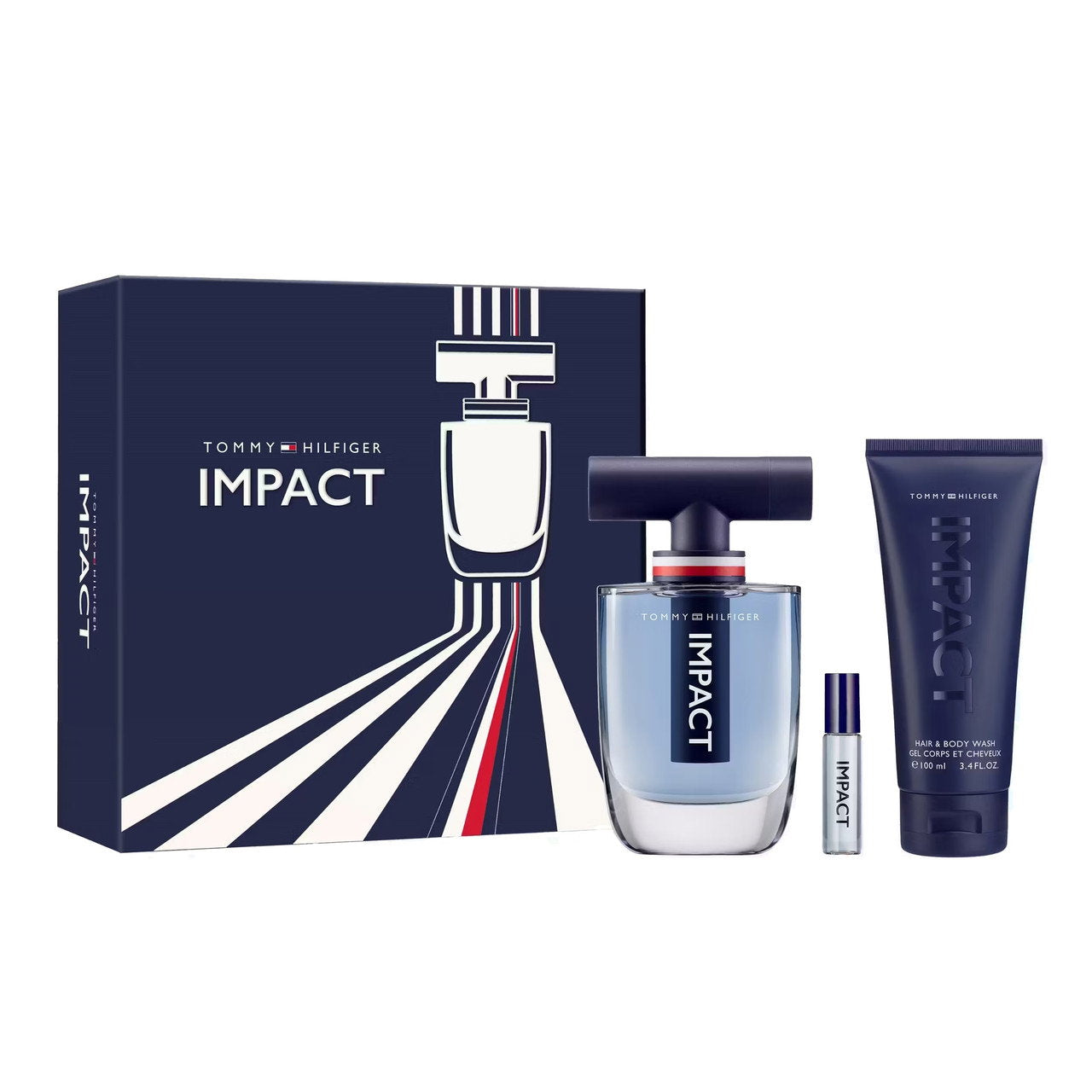 Set Tommy Hilfiger: Impact, Eau De Toilette, For Men, 50 ml + Impact, Eau De Toilette, For Men, 4 ml + Impact, Shower Gel, Body, 100 ml
