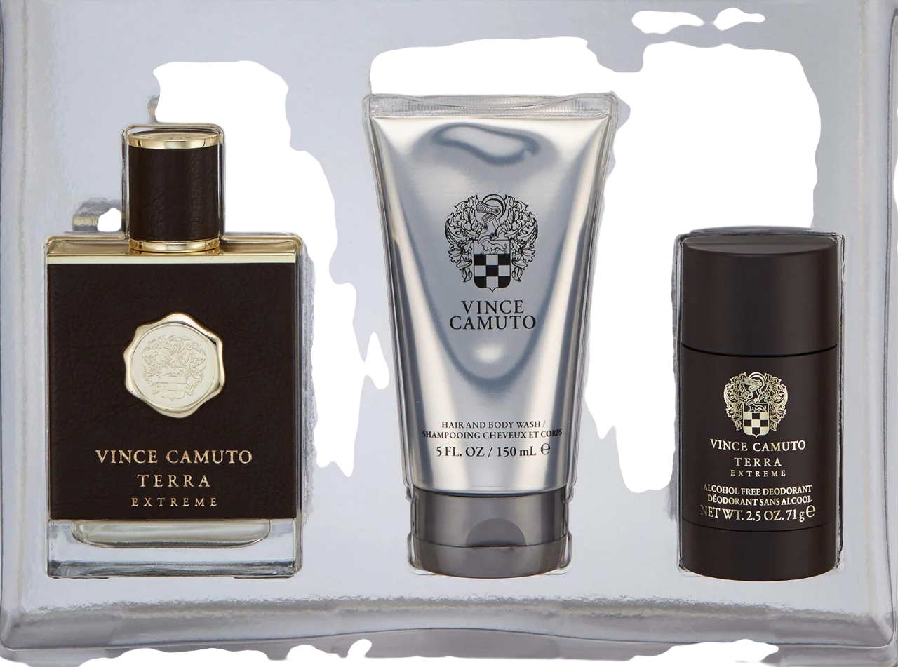 Set Vince Camuto: Terra Extreme, Eau De Toilette, For Men, 100 ml + Terra Extreme, Anti-Perspirant, Deodorant Stick, For Men, 71 g + Terra Extreme, Shower Gel & Shampoo 2-In-1, 150 ml