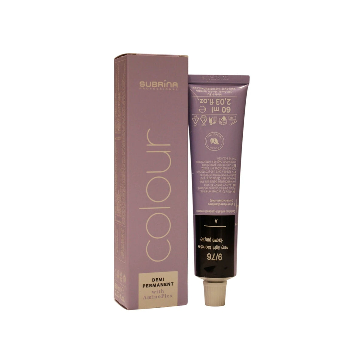 Subrina Professional Demi Permanent Colour 9/76 Very Light Pearl Violet Blonde 60 ml
