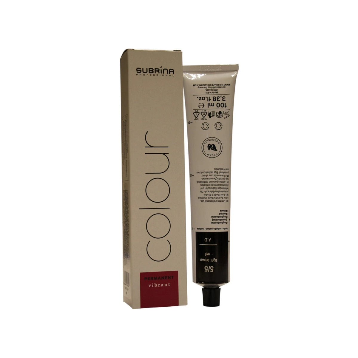 Subrina Professional Essential Colour Permanent Hair Dye 5/5 Light Brown Red 100 ml