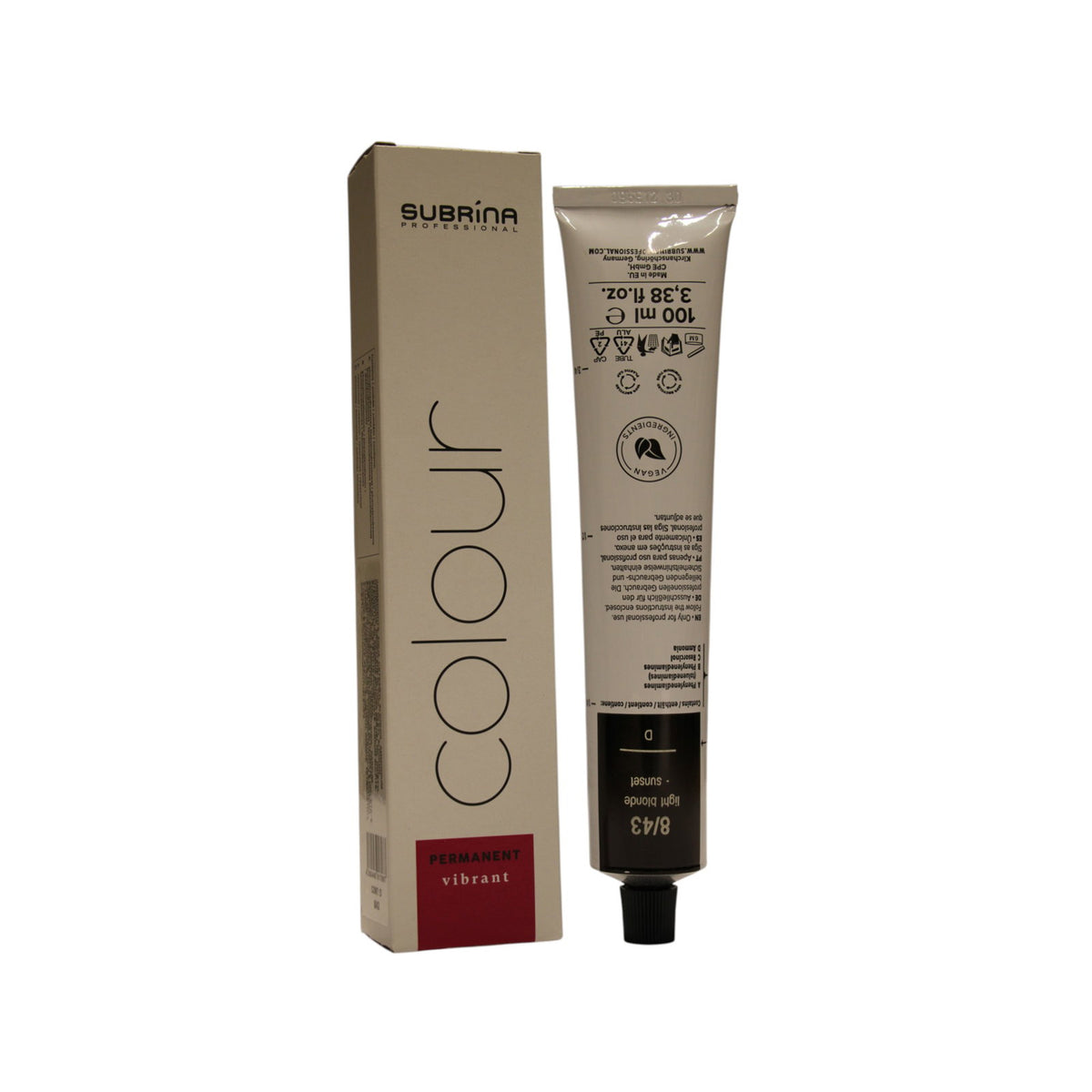 Subrina Professional Vibrant Colour Permanent Hair Dye 8/43 100 ml