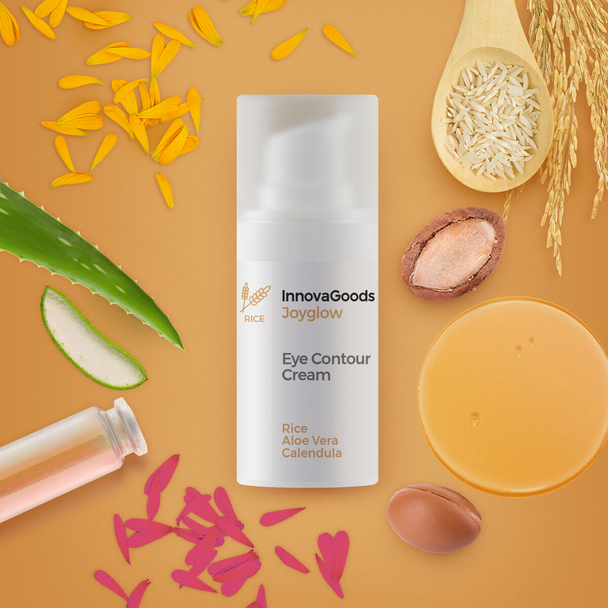 Eye Contour Rice Joyglow InnovaGoods 15 ml product packaging