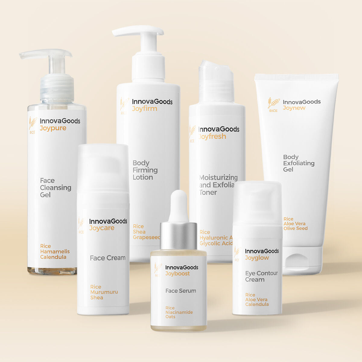 Face and Body Routine Pack Rice InnovaGoods for Women product packaging