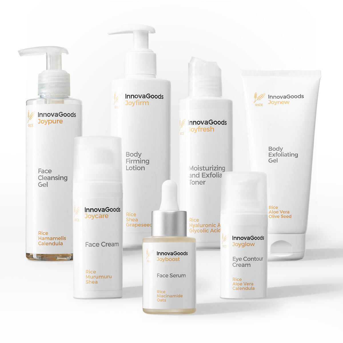 Face and Body Routine Pack Rice InnovaGoods for Women product packaging