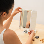 Rechargeable Triptych Makeup Mirror with Magnification and LED Light Miled InnovaGoods product packaging