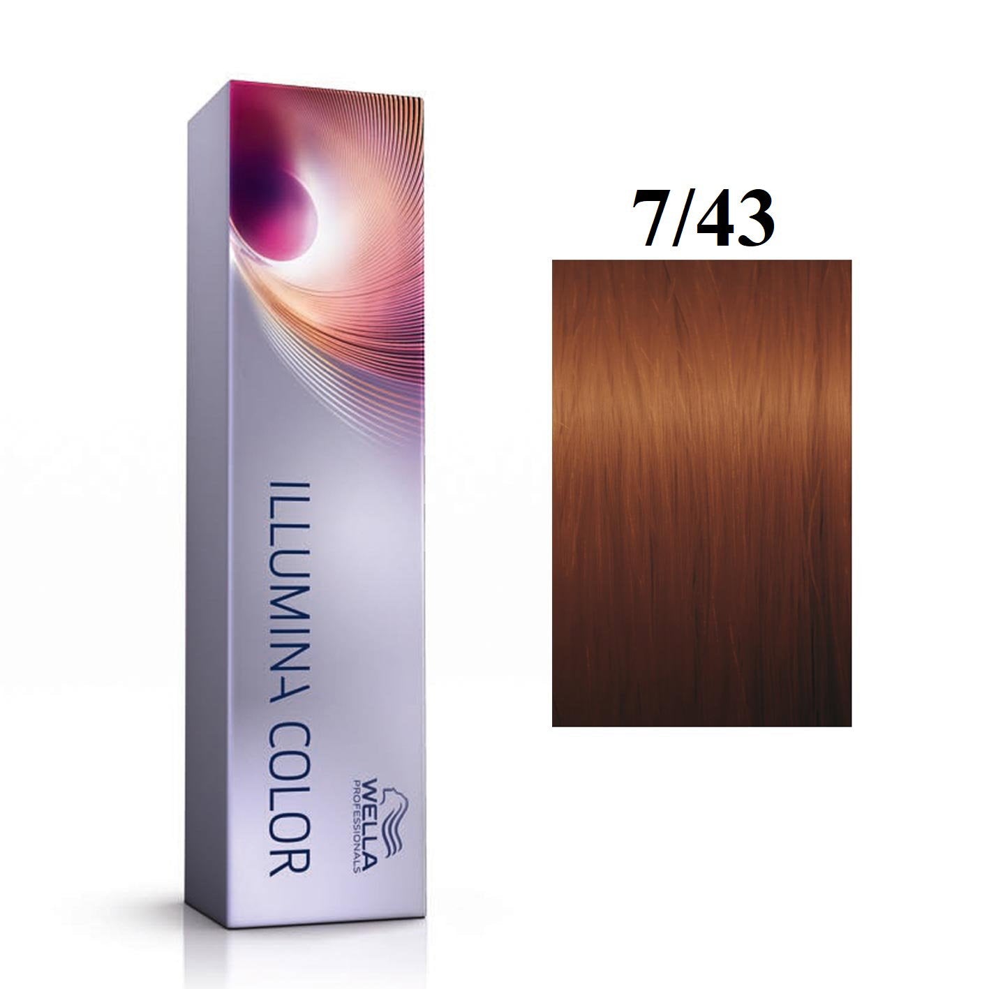 Wella Professionals, Illumina Color, Permanent Hair Dye, 7/43 Medium Blonde Golden Red, 60 ml
