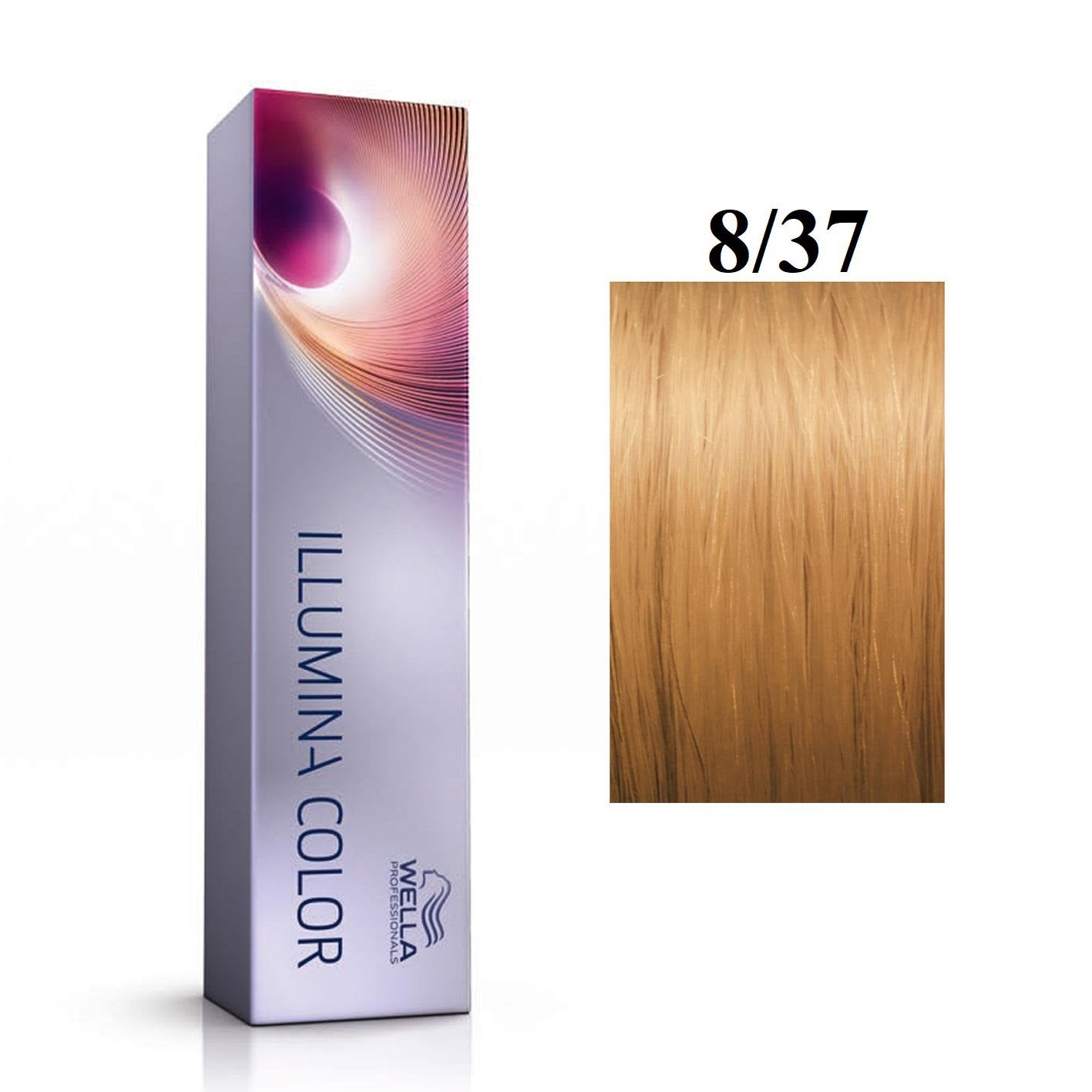 Wella Professionals, Illumina Color, Permanent Hair Dye, 8/37 Light Blond Golden Chestnut, 60 ml