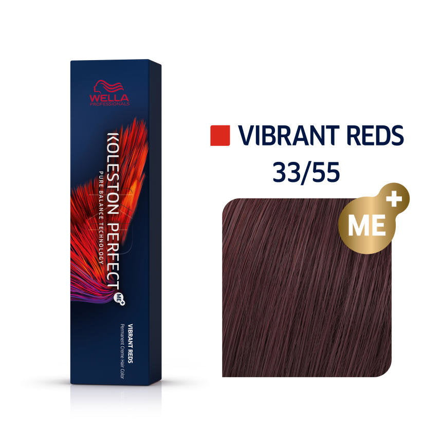 Wella Professionals, Koleston Perfect Me+, Permanent Hair Dye, 33/55 Dark Chestnut Intense Mahogany, 60 ml