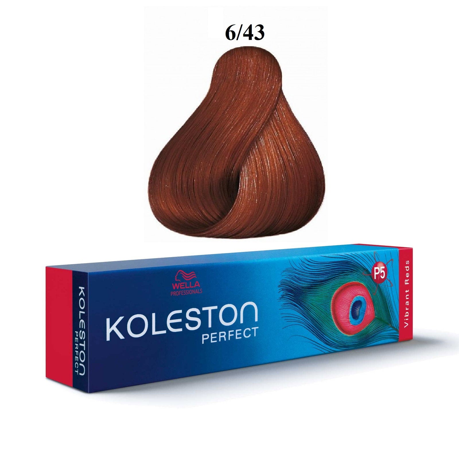 Wella Professionals, Koleston Perfect, Permanent Hair Dye, 6/43 Dark Blonde Golden Red, 60 ml