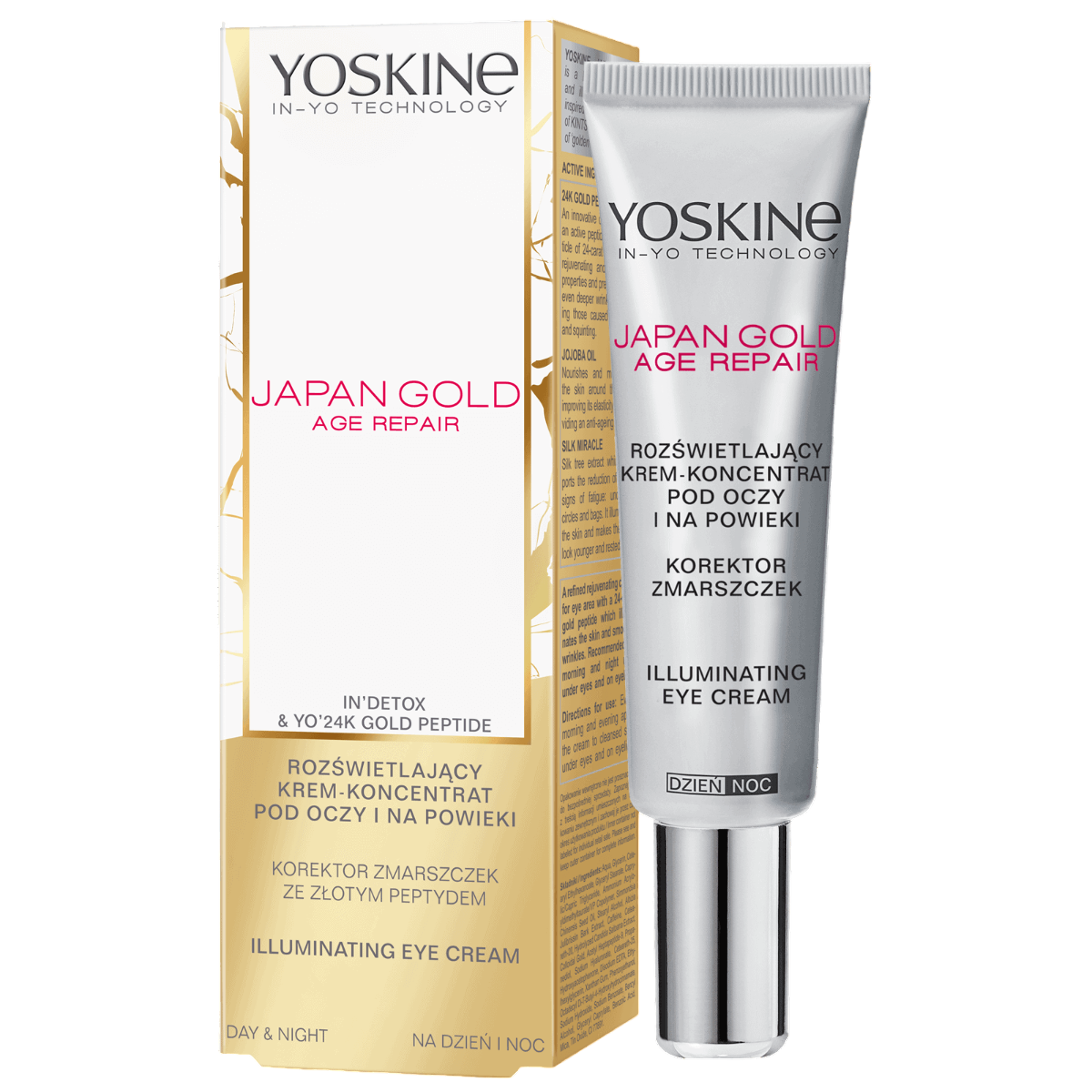 Yoskine, Japan Gold, Illuminating, Day & Night, Eye Cream, 15 ml